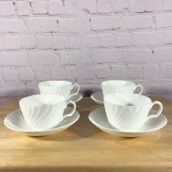 Vintage Minton White Fife Cup and Saucer - Set of 4 - Picture 5 of 10